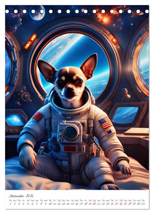 Produktbild: Chihuahua Adventure in Space (Desk Calendar 2026 DIN A5 portrait), CALVENDO 12 Month DeskCalendar