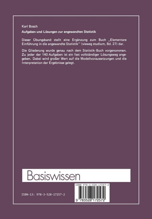 Produktbild: Aufgaben und L&ouml;sungen zur angewandten Statistik