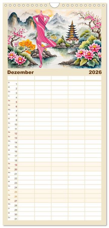 Produktbild: Familienplaner 2026 - YOGA - Harmonie von K&ouml;rper, Geist und Seele mit 5 Spalten (Wandkalender, 21 x 45 cm) CALVENDO