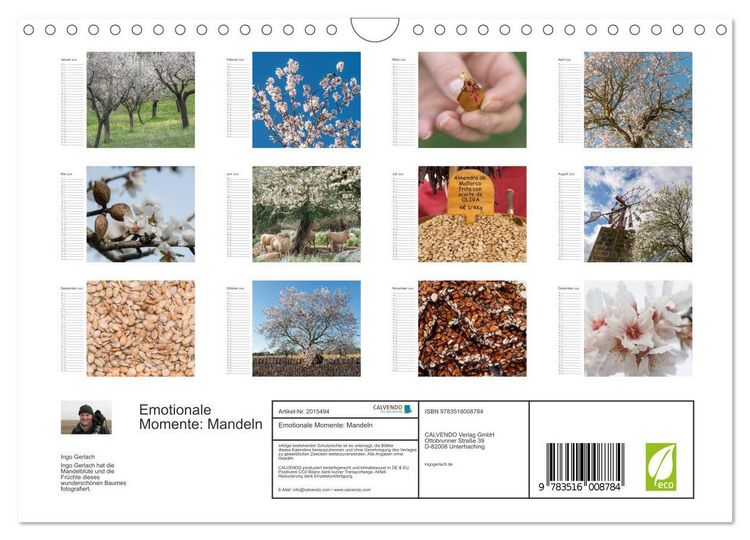 Produktbild: Emotionale Momente: Mandeln (Wandkalender 2026 DIN A4 quer), CALVENDO Monatskalender
