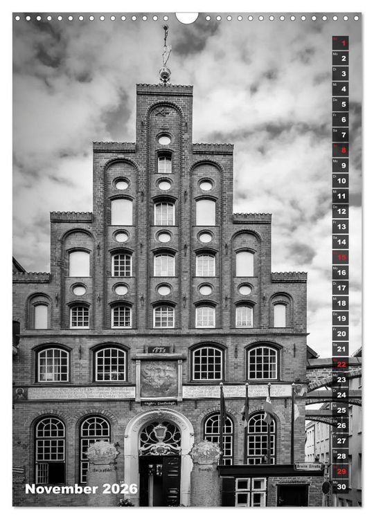 Produktbild: L&Uuml;BECK Monochrome Momente (Wandkalender 2026 DIN A3 hoch), CALVENDO Monatskalender