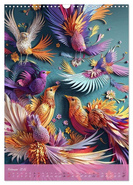 Produktbild: Papierv&ouml;gel - Digitale Kunst (Wandkalender 2026 DIN A3 hoch), CALVENDO Monatskalender