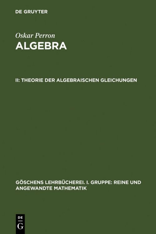 Produktbild: Theorie der algebraischen Gleichungen
