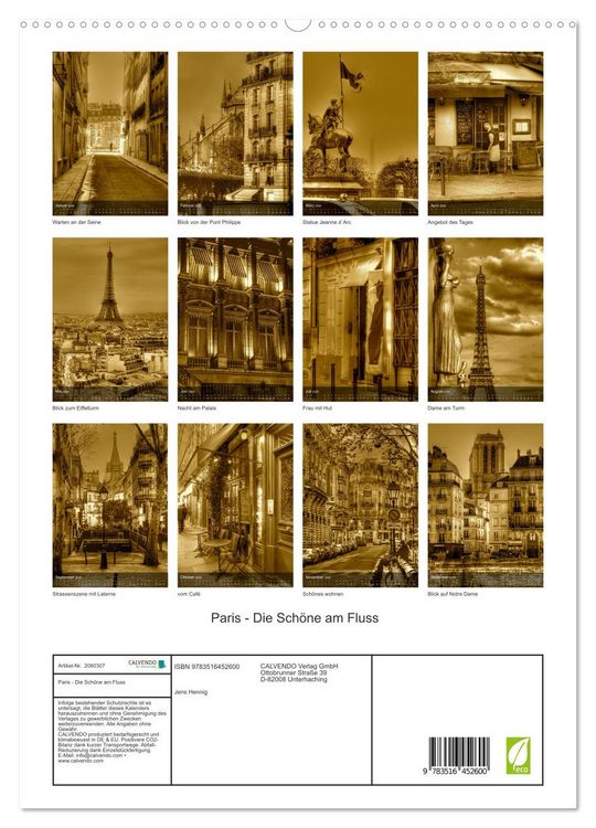 Produktbild: Paris - Die Sch&ouml;ne am Fluss (hochwertiger Premium Wandkalender 2026 DIN A2 hoch), Kunstdruck in Hochglanz