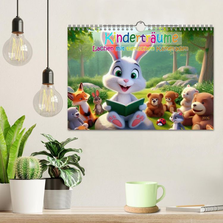 Produktbild: Kindertr&auml;ume - Lachen mit tierischen Kameraden (Wandkalender 2026 DIN A4 quer), CALVENDO Monatskalender