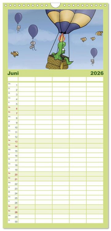 Produktbild: Familienplaner 2026 - Der kleine Drache mit 5 Spalten (Wandkalender, 21 x 45 cm) CALVENDO