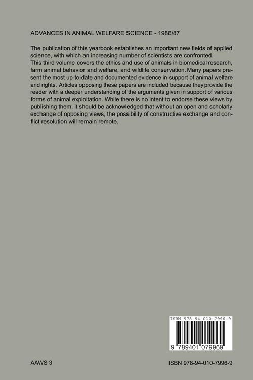 Produktbild: Advances in Animal Welfare Science 1986/87