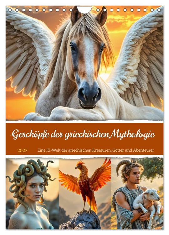 Produktbild: Gesch&ouml;pfe der griechischen Mythologie - Eine KI-Welt der griechischen G&ouml;tter, Kreaturen und Abenteurer (Wandkalender 2027 DIN A4 hoch), CALVENDO Monatskalender