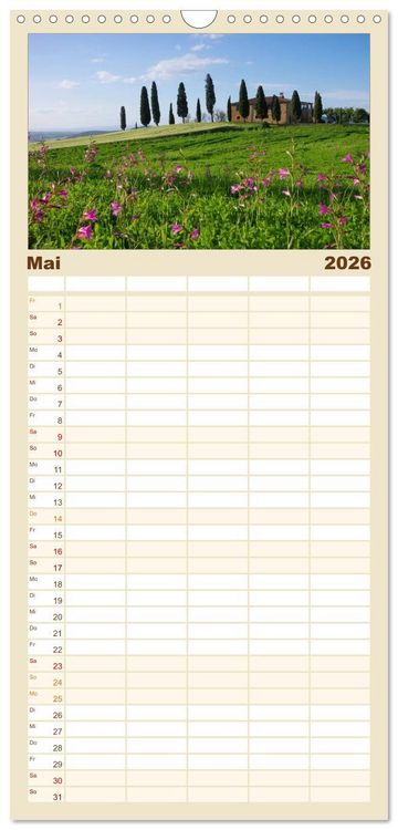 Produktbild: Familienplaner 2026 - Toskana &ndash; Traumlandschaft in Italien mit 5 Spalten (Wandkalender, 21 x 45 cm) CALVENDO