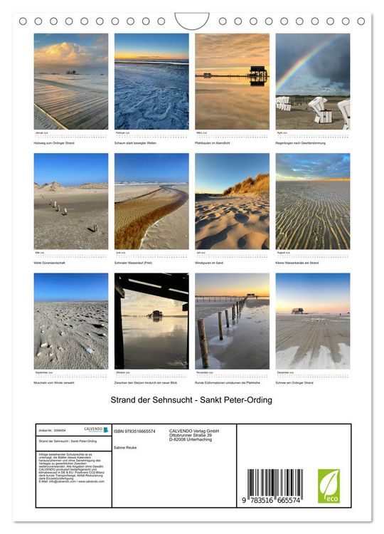 Produktbild: Strand der Sehnsucht - Sankt Peter-Ording (Wandkalender 2026 DIN A4 hoch), CALVENDO Monatskalender