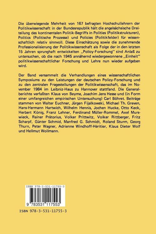 Produktbild: Policy-Forschung in der Bundesrepublik Deutschland