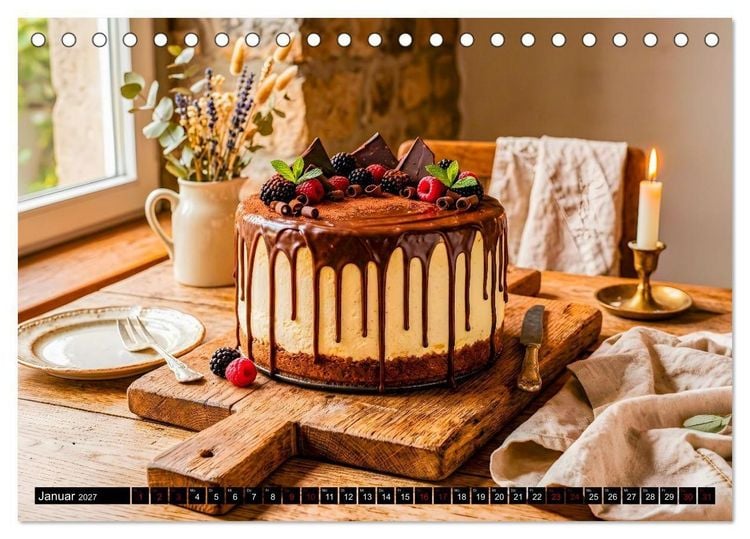 Produktbild: K&auml;sekuchen Kalender - K&ouml;stliche Dessertmomente (Tischkalender 2027 DIN A5 quer), CALVENDO Monatskalender