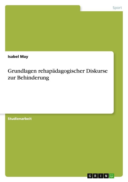 Produktbild: Grundlagen rehap&auml;dagogischer Diskurse zur Behinderung