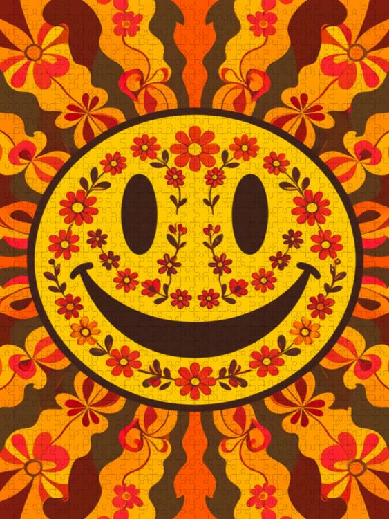 Produktbild: CALVENDO Puzzle Retro Smiley Face - Groovy Happy Vibes | 1000 Teile Lege-Gr&ouml;&szlig;e 64x48cm Foto-Puzzle f&uuml;r gl&uuml;ckliche Stunden