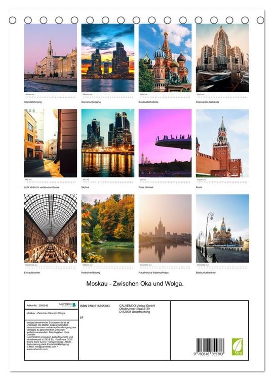 Produktbild: Moskau - Zwischen Oka und Wolga. (Tischkalender 2026 DIN A5 hoch), CALVENDO Monatskalender