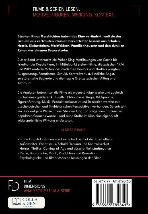 Produktbild: Stephen King &ndash; Die Filme, Band 1: 1976 bis 1989 (Ein Film Dimensions Buch)