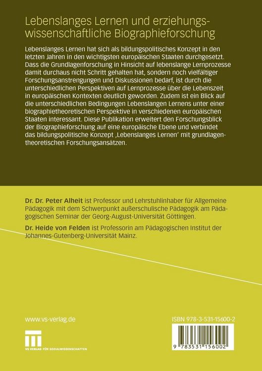 Produktbild: Lebenslanges Lernen und erziehungswissenschaftliche Biographieforschung