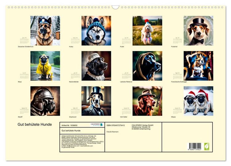 Produktbild: Gut beh&uuml;tete Hunde (Wandkalender 2026 DIN A2 quer), CALVENDO Monatskalender