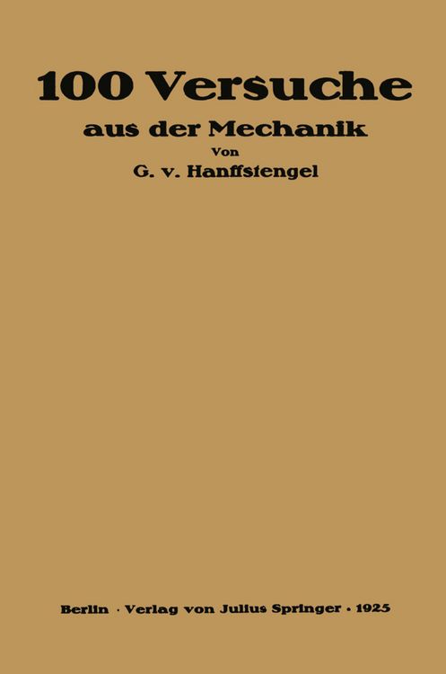 Produktbild: Hundert Versuche aus der Mechanik