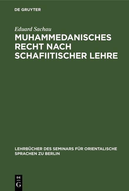 Produktbild: Muhammedanisches Recht nach schafiitischer Lehre