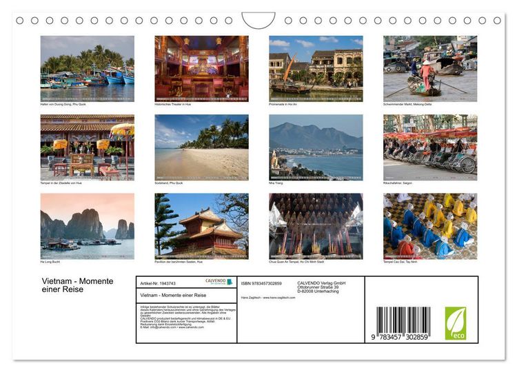 Produktbild: Vietnam - Momente einer Reise (Wandkalender 2026 DIN A4 quer), CALVENDO Monatskalender