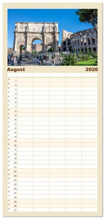 Produktbild: Familienplaner 2026 - Rom - Am Tag und in der Nacht mit 5 Spalten (Wandkalender, 21 x 45 cm) CALVENDO