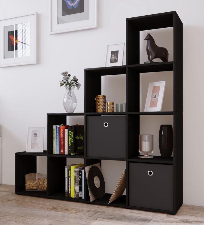 Produktbild: Holz Stand Treppenregal Regal 10 F&auml;cher Napoli
