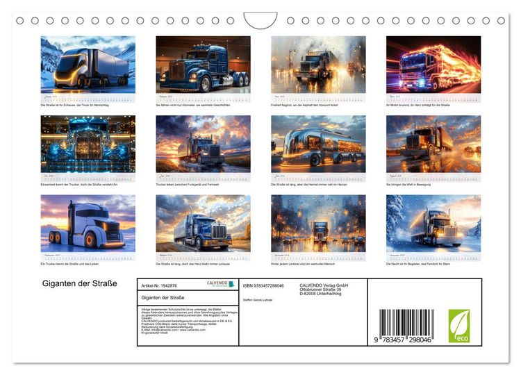 Produktbild: Giganten der Stra&szlig;e (Wandkalender 2026 DIN A4 quer), CALVENDO Monatskalender
