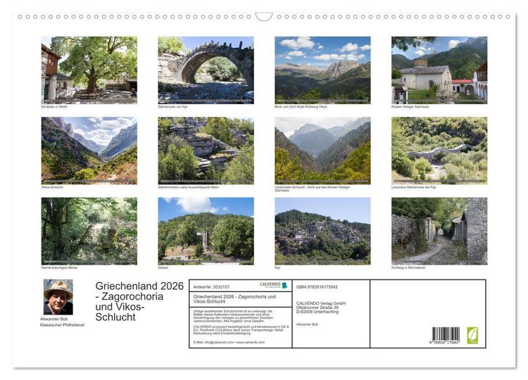 Produktbild: Griechenland 2026 - Zagorochoria und Vikos-Schlucht (Wandkalender 2026 DIN A2 quer), CALVENDO Monatskalender