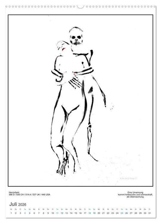 Produktbild: Totentanz Damenwahl Haiku Zenga Photo (hochwertiger Premium Wandkalender 2026 DIN A2 hoch), Kunstdruck in Hochglanz