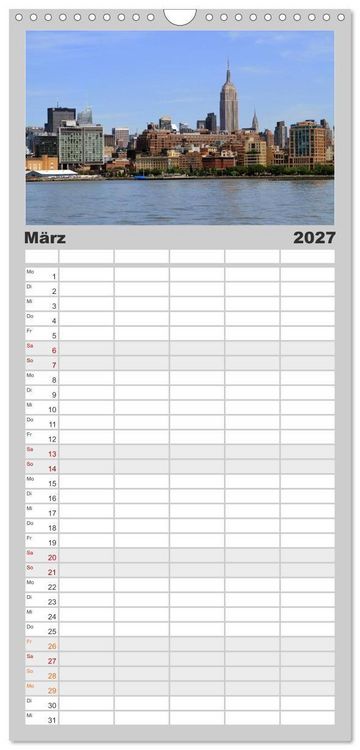 Produktbild: Familienplaner 2027 - New York City mit 5 Spalten (Wandkalender, 21 x 45 cm) CALVENDO