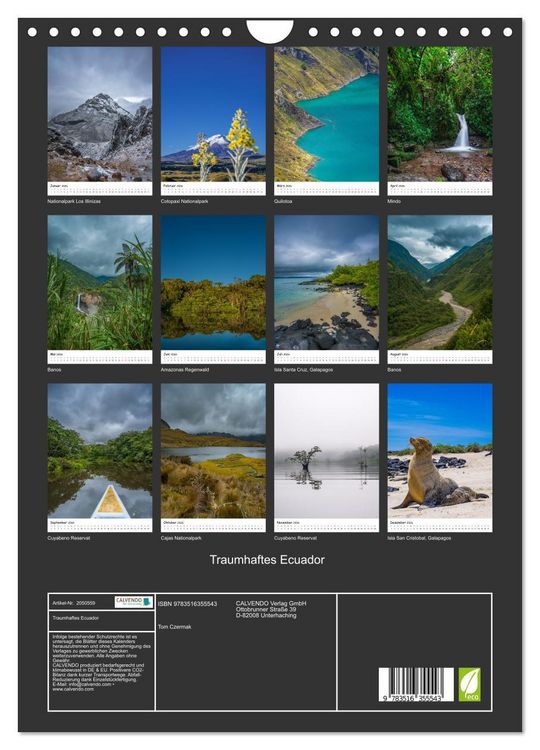 Produktbild: Traumhaftes Ecuador (Wandkalender 2026 DIN A4 hoch), CALVENDO Monatskalender