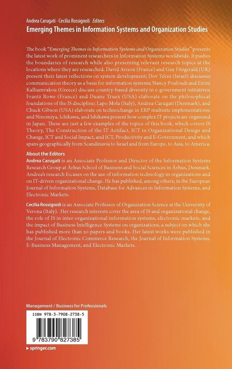 Produktbild: Emerging Themes in Information Systems and Organization Studies
