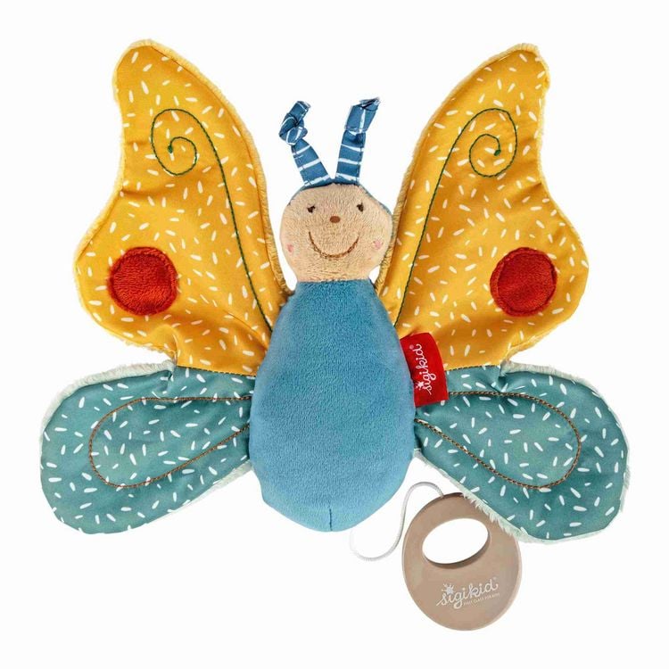 Produktbild: sigikid 43378 - Spieluhr Schmetterling bunt Yellow, Stoffmix, 22 cm, Babyspielzeug