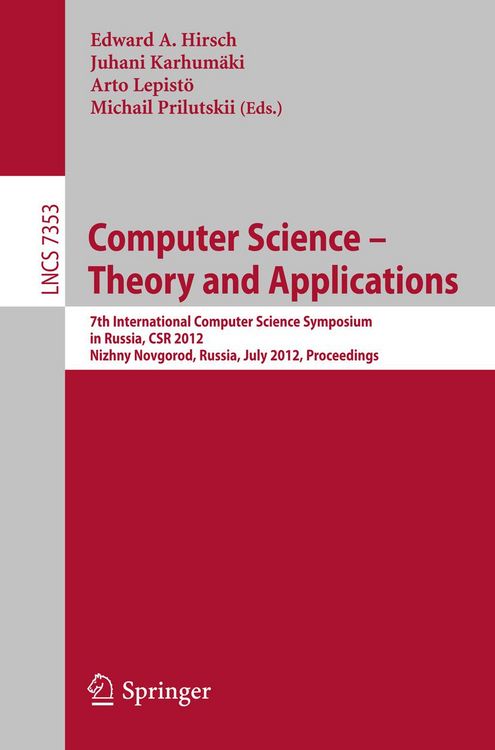 Produktbild: Computer Science -- Theory and Applications