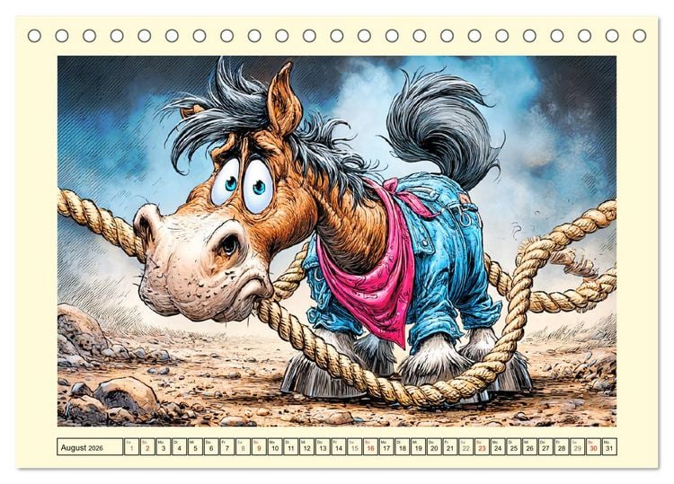 Produktbild: Wiehern garantiert. Der verr&uuml;ckte Pferde-Cartoon-Spa&szlig; (Tischkalender 2026 DIN A5 quer), CALVENDO Monatskalender