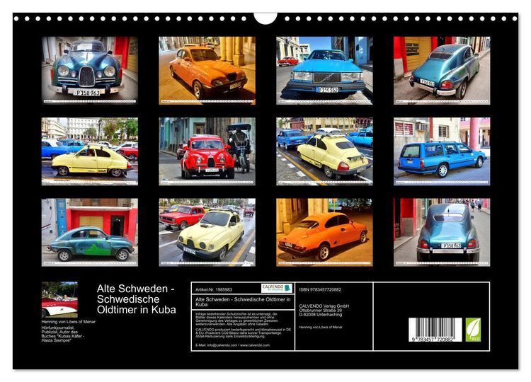 Produktbild: Alte Schweden - Schwedische Oldtimer in Kuba (Wandkalender 2026 DIN A3 quer), CALVENDO Monatskalender