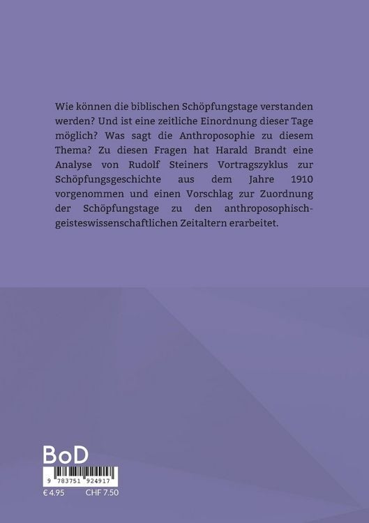Produktbild: Zum Verst&auml;ndnis der biblischen Sch&ouml;pfungstage aus der Sicht der Anthroposophie