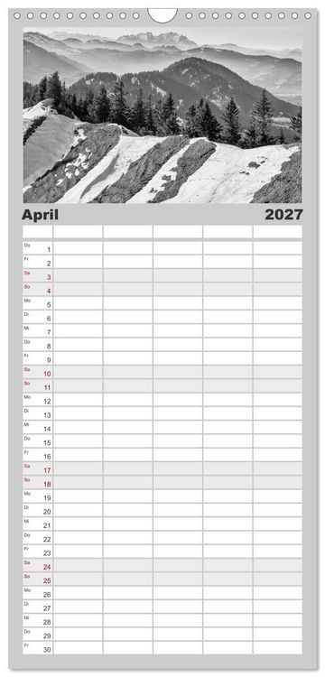 Produktbild: Familienplaner 2027 - Traumhafte Allg&auml;uer Alpen mit 5 Spalten (Wandkalender, 21 x 45 cm) CALVENDO