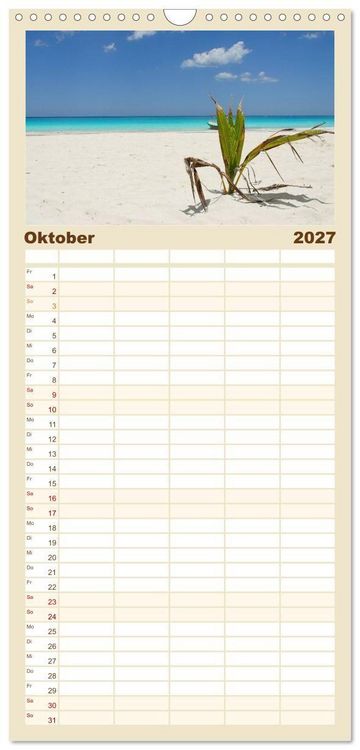 Produktbild: Familienplaner 2027 - Die sch&ouml;nsten Str&auml;nde Karibik mit 5 Spalten (Wandkalender, 21 x 45 cm) CALVENDO