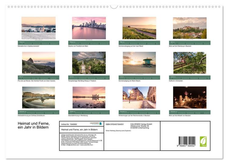 Produktbild: Heimat und Ferne, ein Jahr in Bildern (hochwertiger Premium Wandkalender 2026 DIN A2 quer), Kunstdruck in Hochglanz