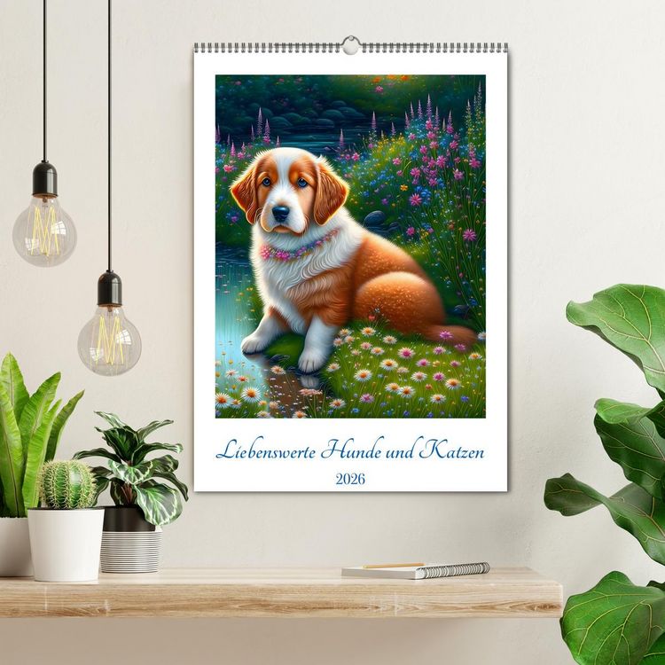 Produktbild: Liebenswerte Hunde und Katzen (Wandkalender 2026 DIN A2 hoch), CALVENDO Monatskalender