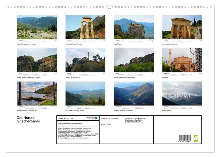 Produktbild: Der Norden Griechenlands (Wandkalender 2026 DIN A2 quer), CALVENDO Monatskalender