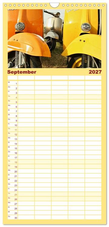 Produktbild: Familienplaner 2027 - Vespa Liebe mit 5 Spalten (Wandkalender, 21 x 45 cm) CALVENDO