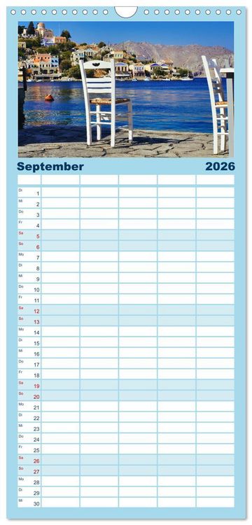 Produktbild: Familienplaner 2026 - Ein Tag auf Symi mit 5 Spalten (Wandkalender, 21 x 45 cm) CALVENDO