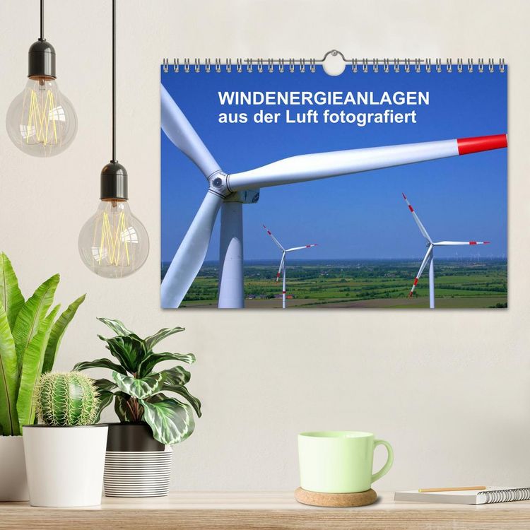 Produktbild: Windkraftanlagen aus der Luft fotografiert (Wandkalender 2026 DIN A4 quer), CALVENDO Monatskalender