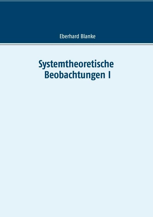 Produktbild: Systemtheoretische Beobachtungen I