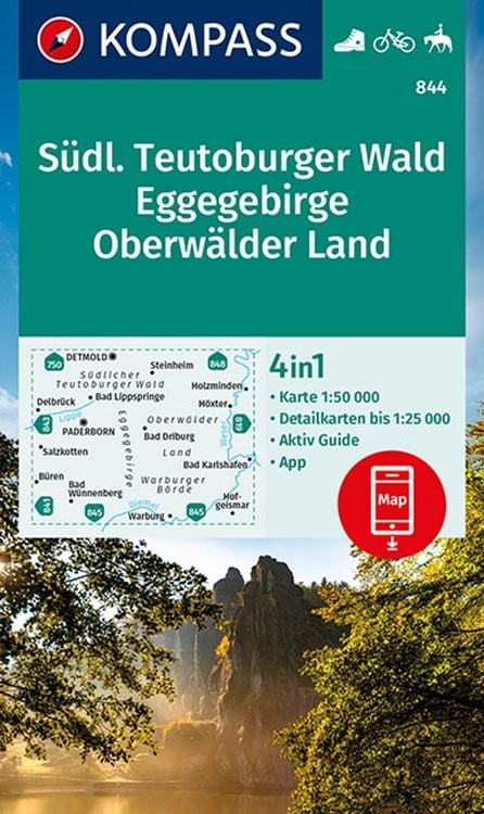 Produktbild: KOMPASS Wanderkarte 844 S&uuml;dlicher Teutoburger Wald - Eggegebirge - Oberw&auml;lder Land 1:50.000