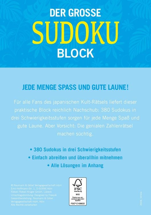 Produktbild: Der gro&szlig;e Sudoku Block Band 1