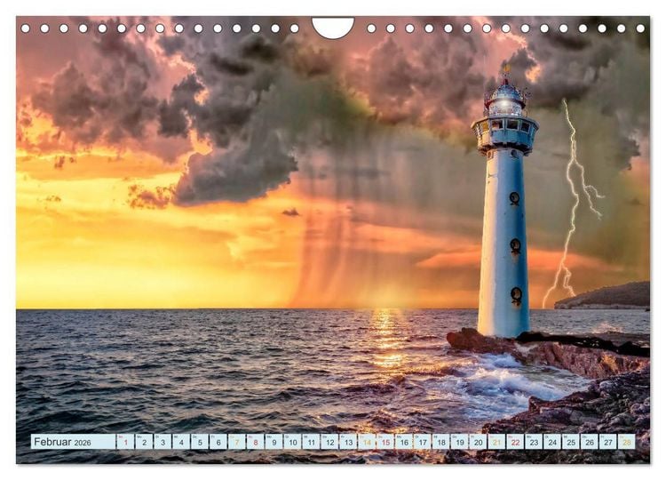 Produktbild: Leuchtturm Gewitter (Wandkalender 2026 DIN A4 quer), CALVENDO Monatskalender